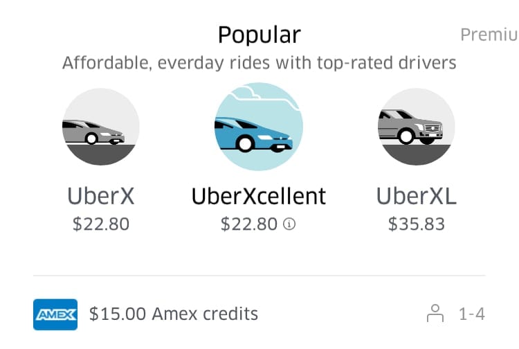 uber credits in an uber account