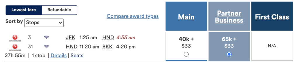 japan airlines thailand