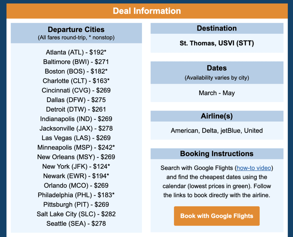 cheap flights to the us virgin islands