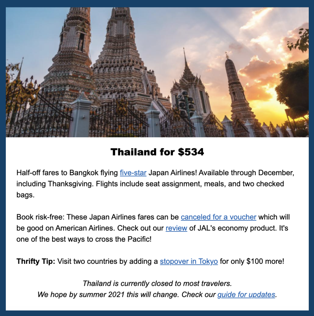 thailand using points and miles