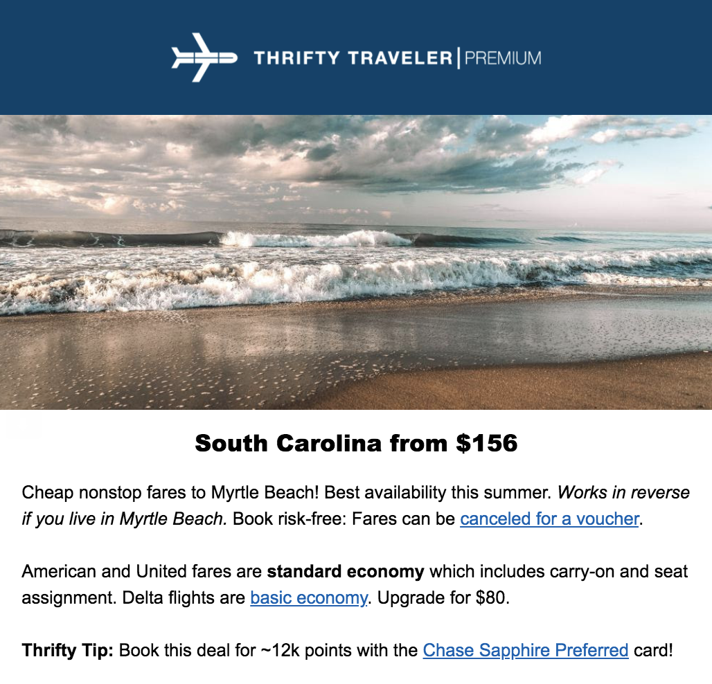 thrifty traveler premium deal