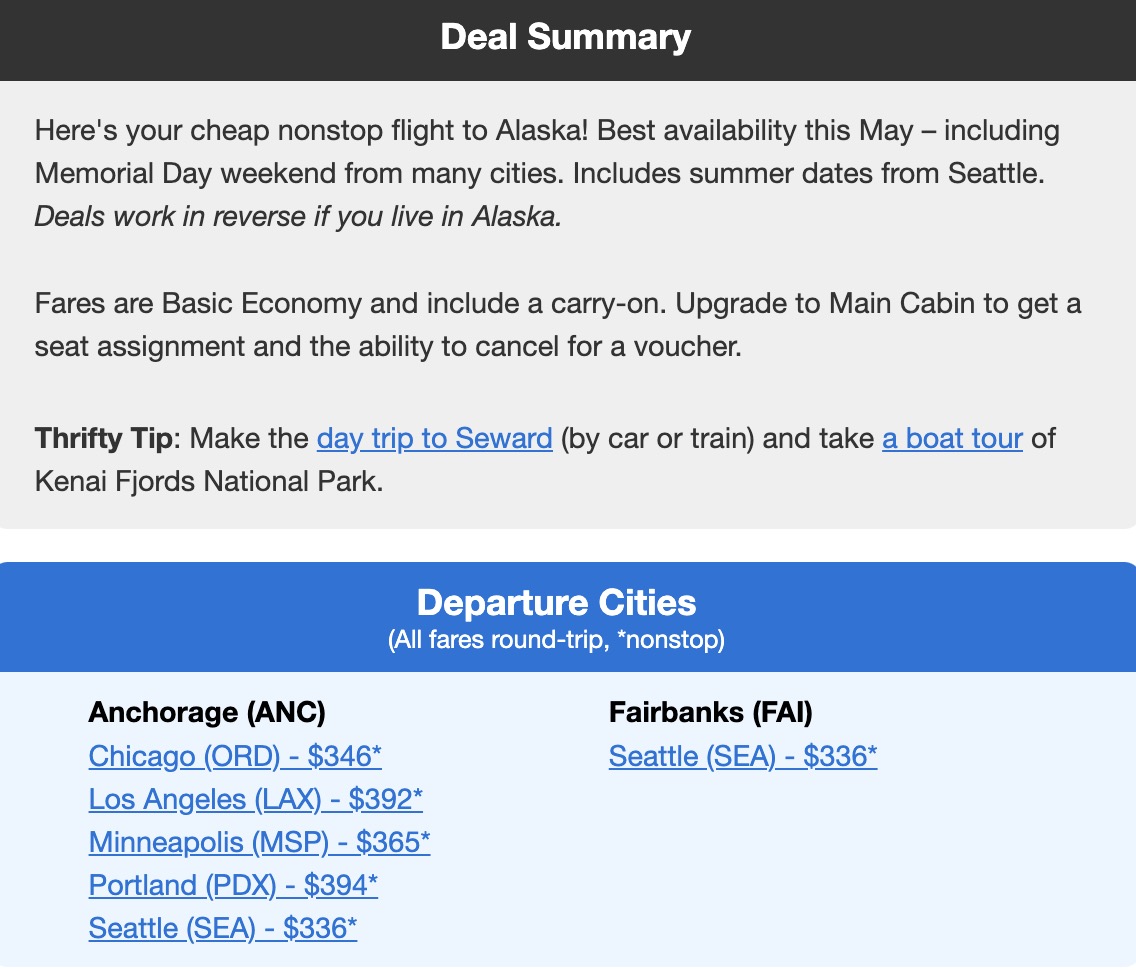 Alaska flight deal