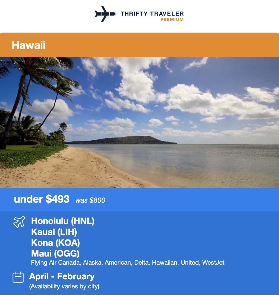 Hawaii flight deal info