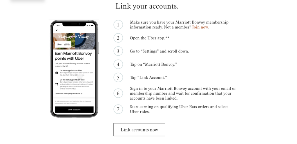 Link Marriott account with Uber