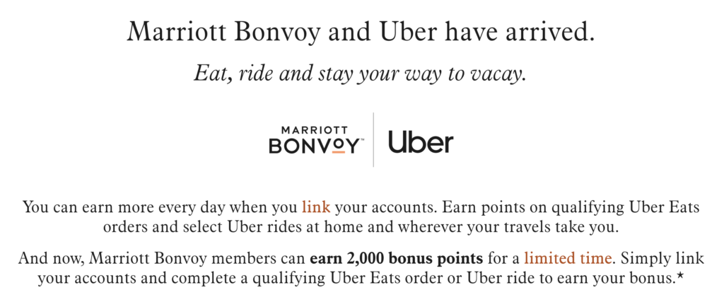 earn marriott bonvoy points with uber