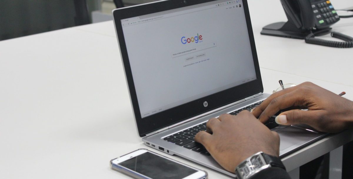 A person using a laptop computer