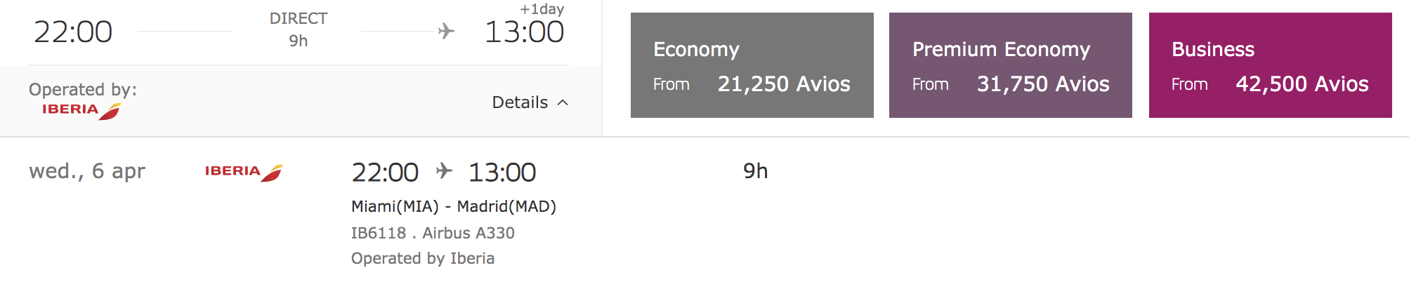 iberia business class availability