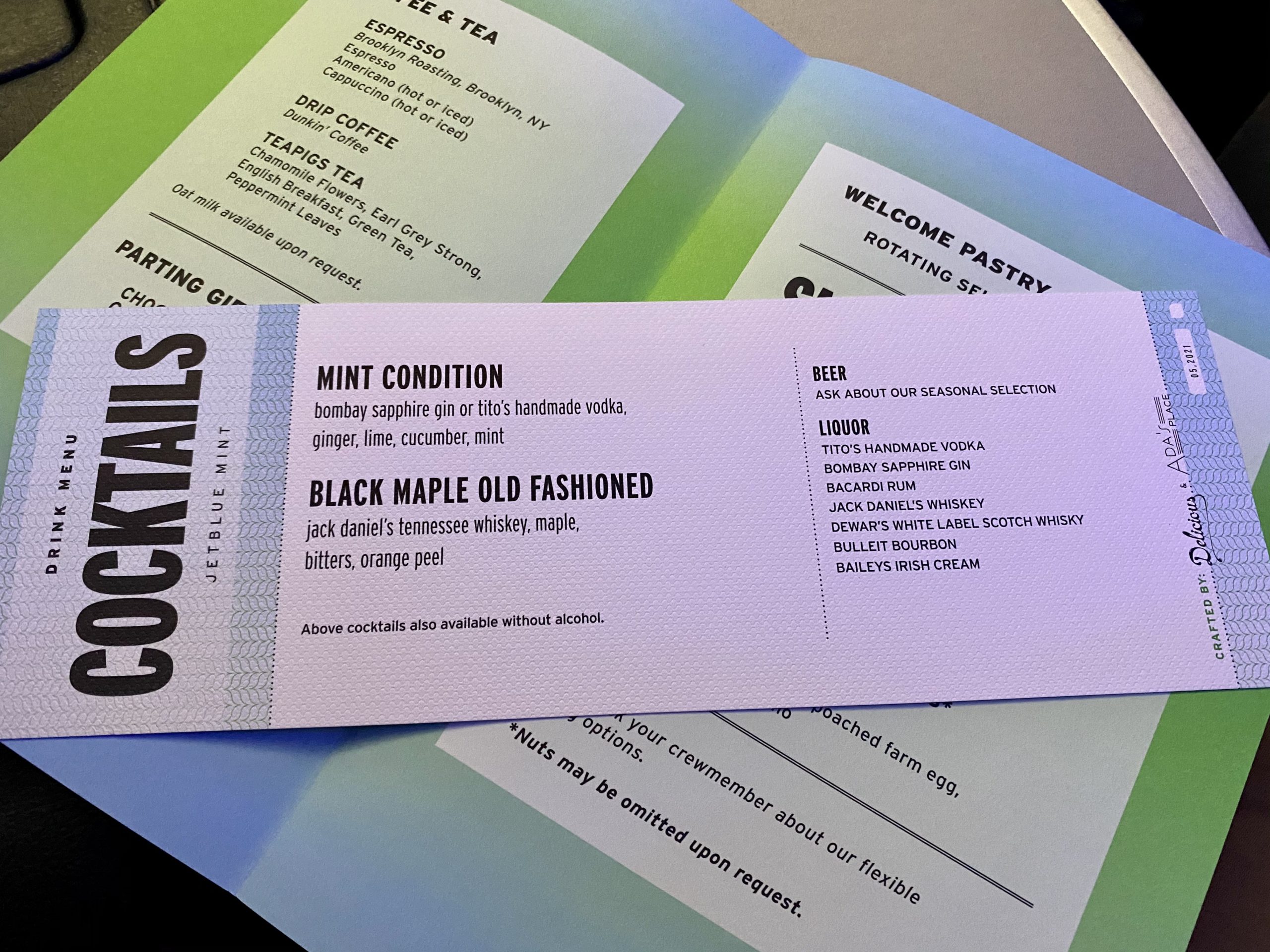 jetblue mint cocktails