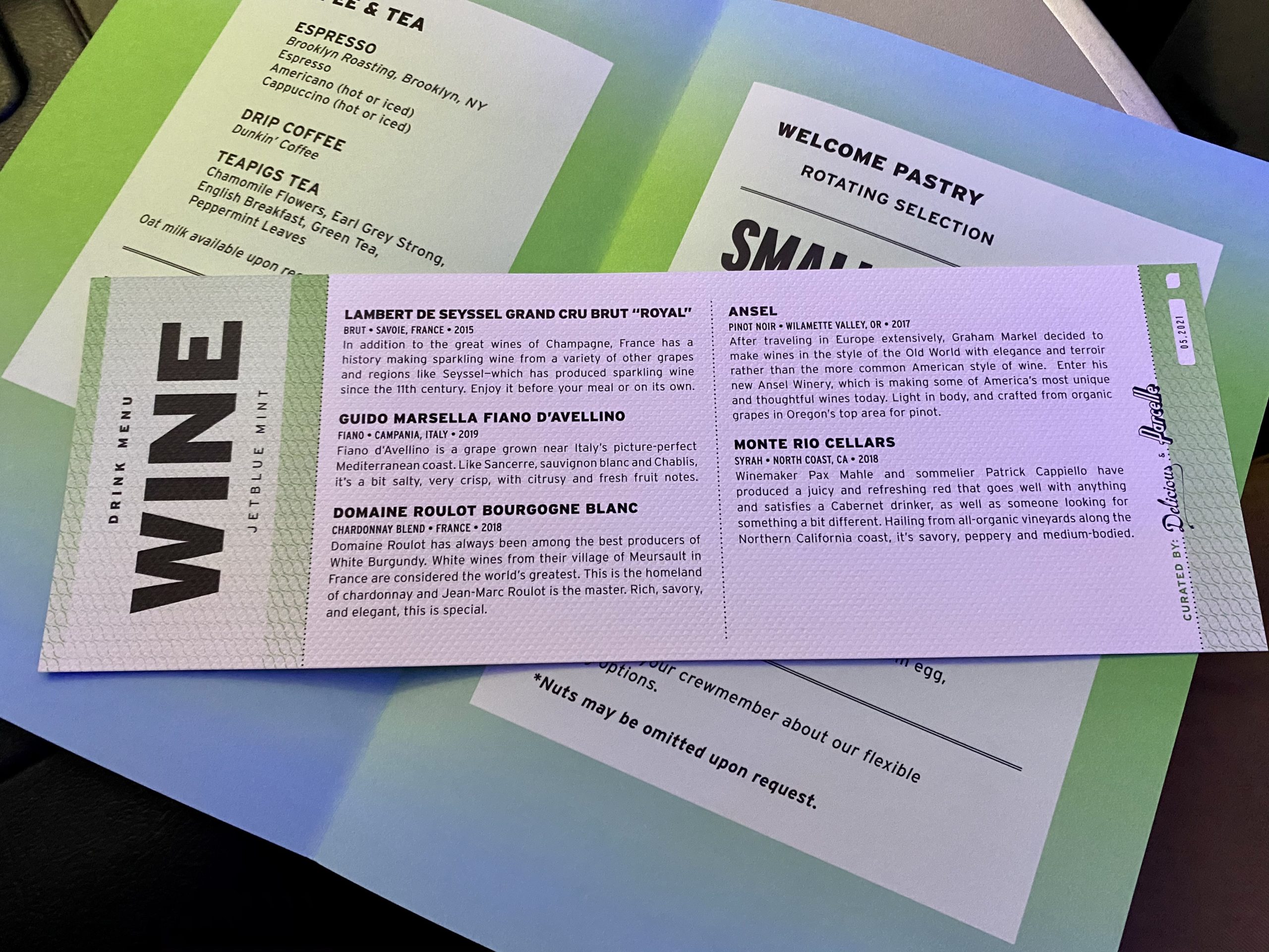 jetblue mint wine list