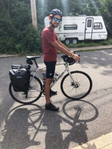 Sebastian modak on a bike