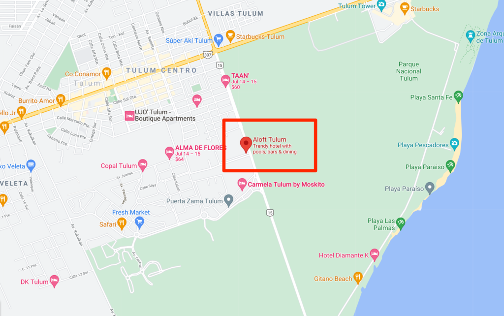 Marriott Aloft Tulum location