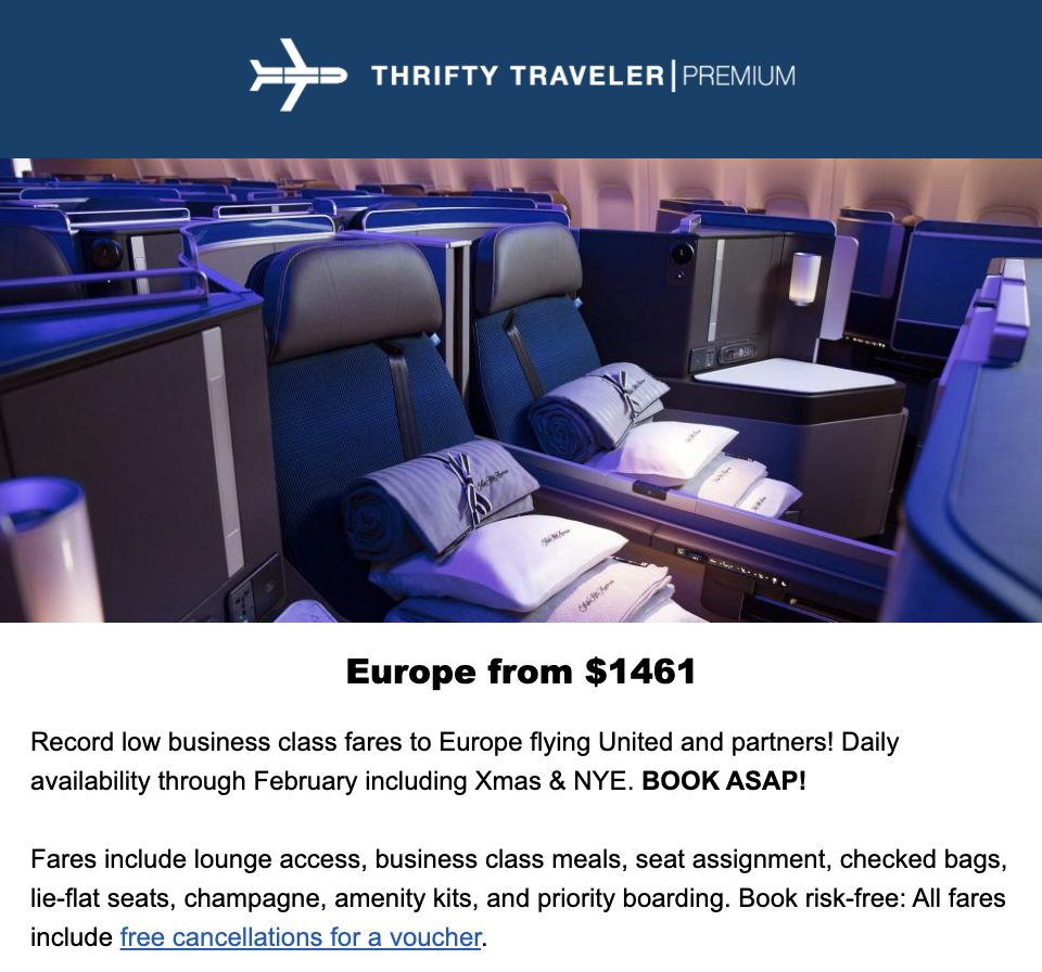 United business class premium deal
