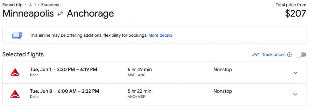 msp to anchorage flight