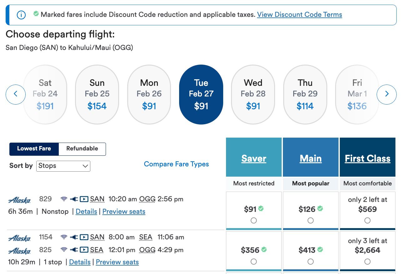 alaska airlines sale