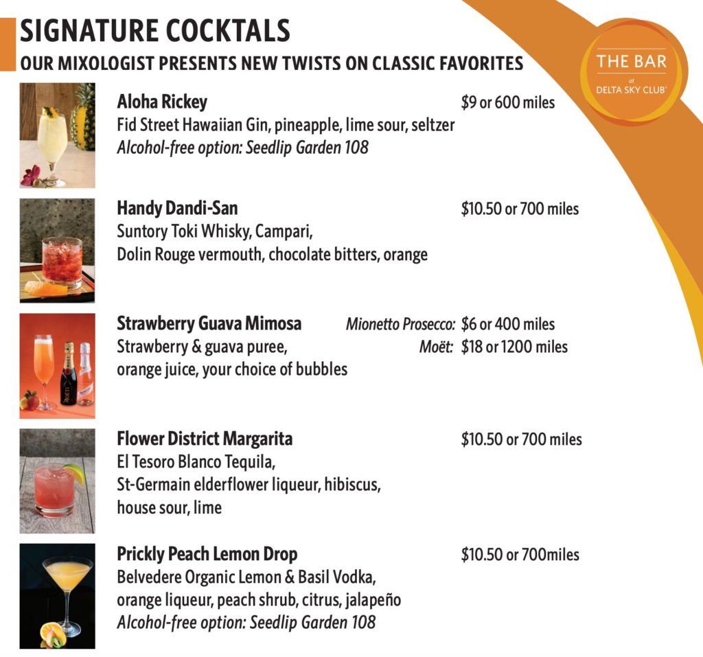 Delta Sky Club Fort Lauderdale cocktails