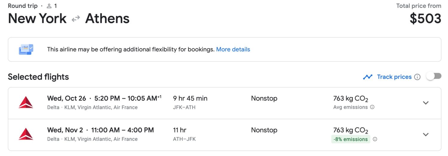 jfk to athens flight deal