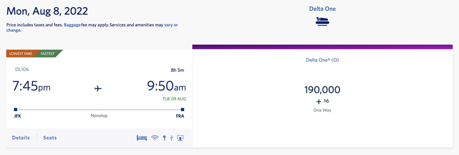 jfk to fra delta skymiles