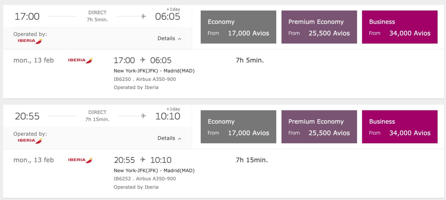 jfk to madrid iberia
