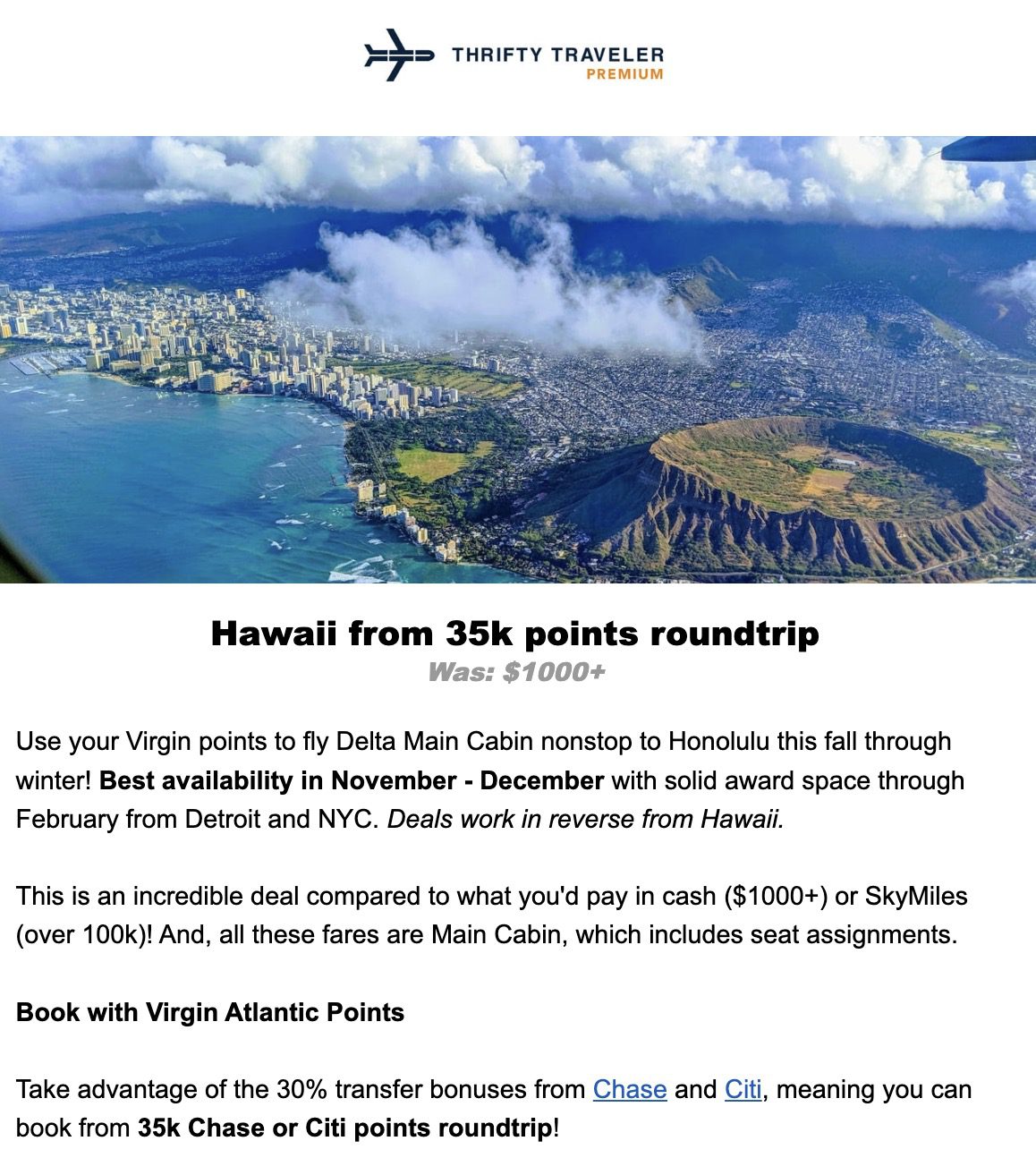 Hawaii points deal info