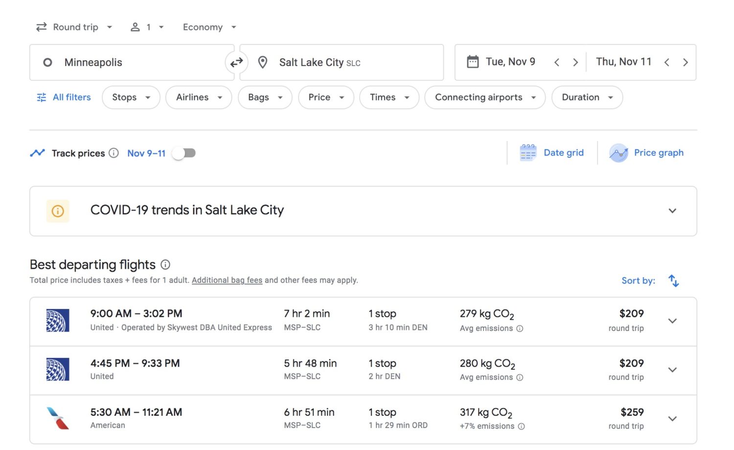 google flights example