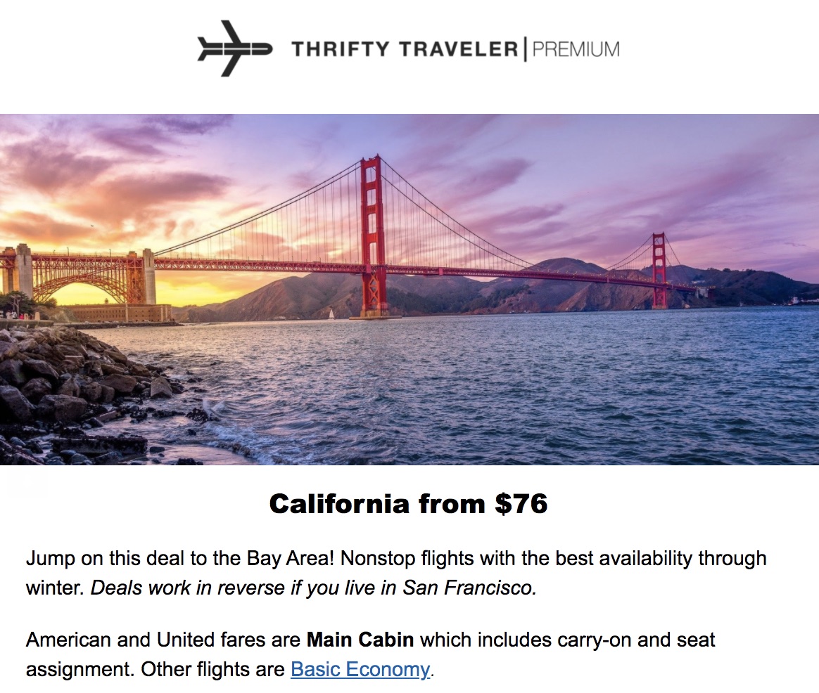 thrifty traveler premium deal san francisco