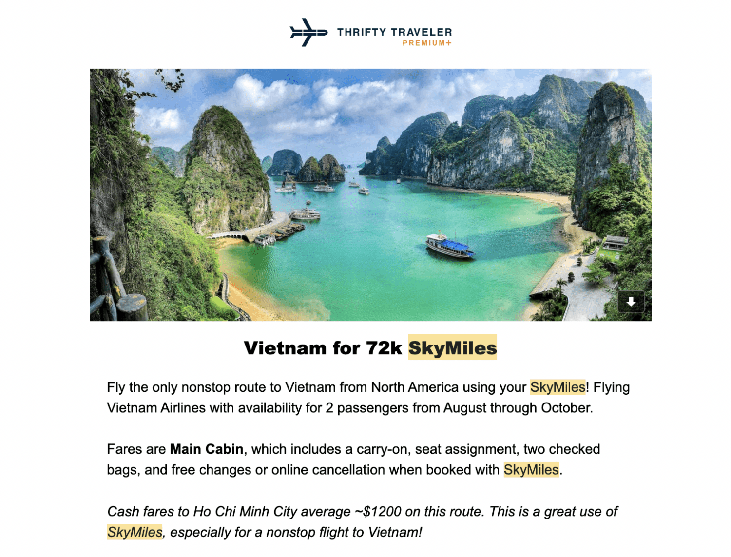 Thrifty Traveler Premium Delta Skymiles flash sale flight deal alert to Vietnam 