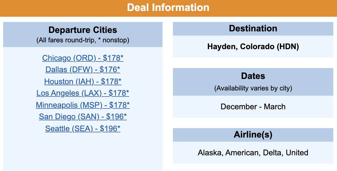 Cheap Flights to Steamboat springs