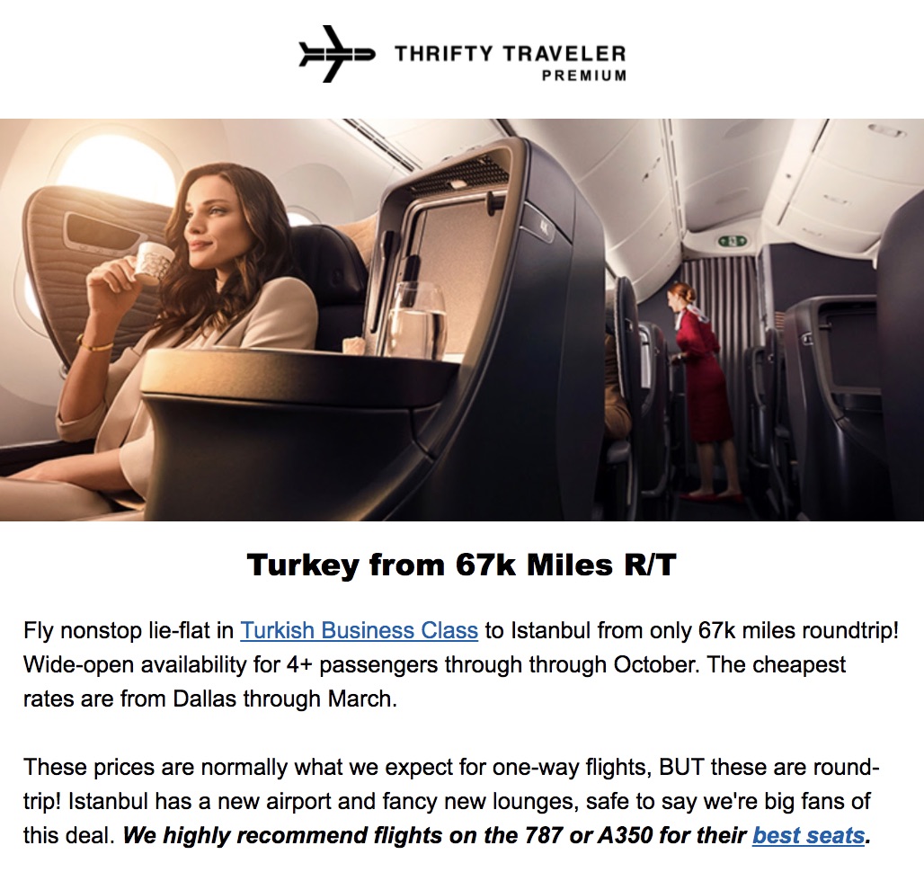 thrifty traveler premium turkish business class deal