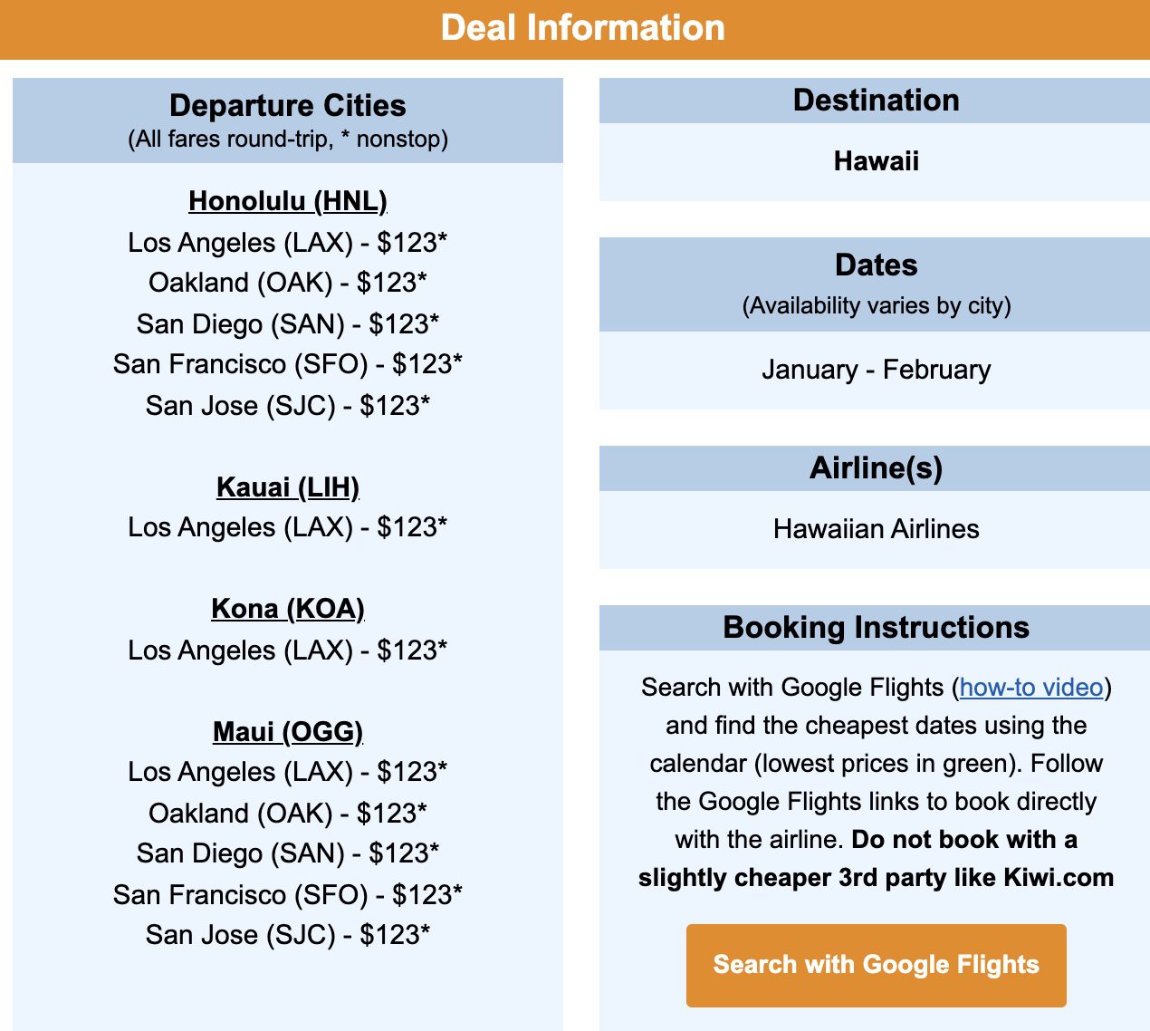 Flight deals to Hawaii