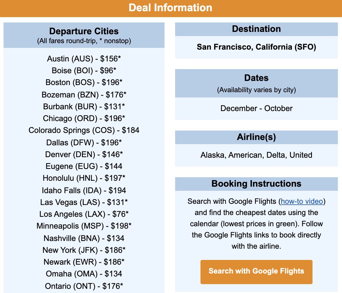 San Francisco flight deal