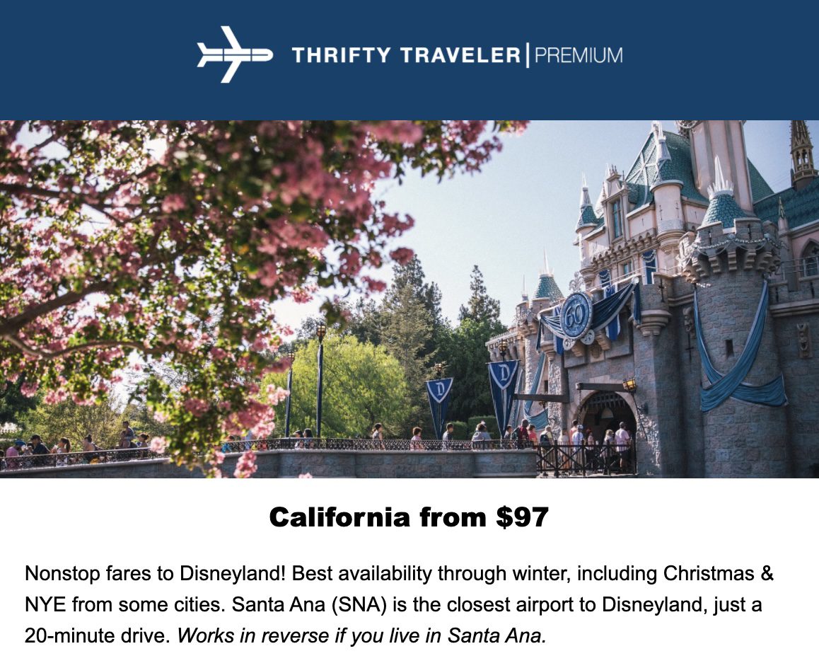 Disneyland flight deal