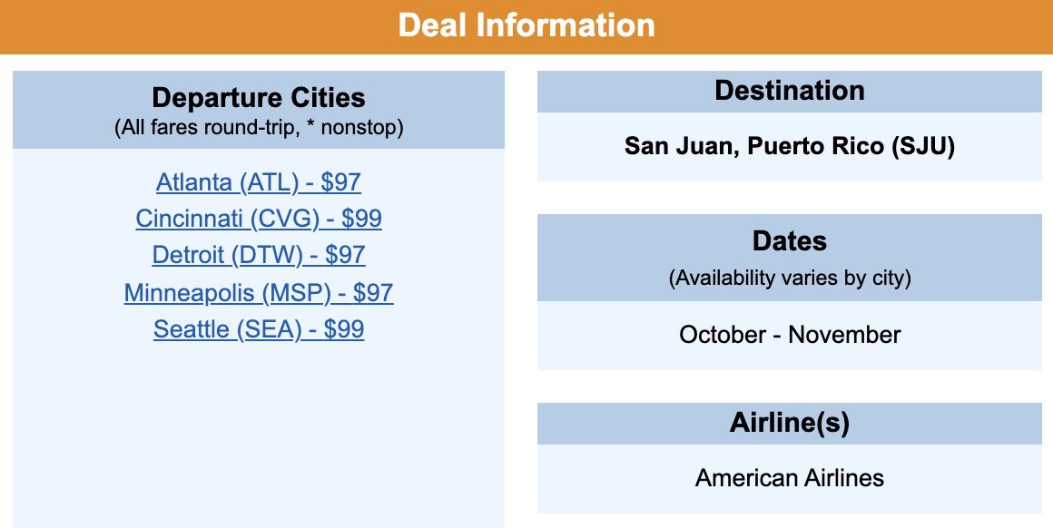 Puerto Rico flight deals