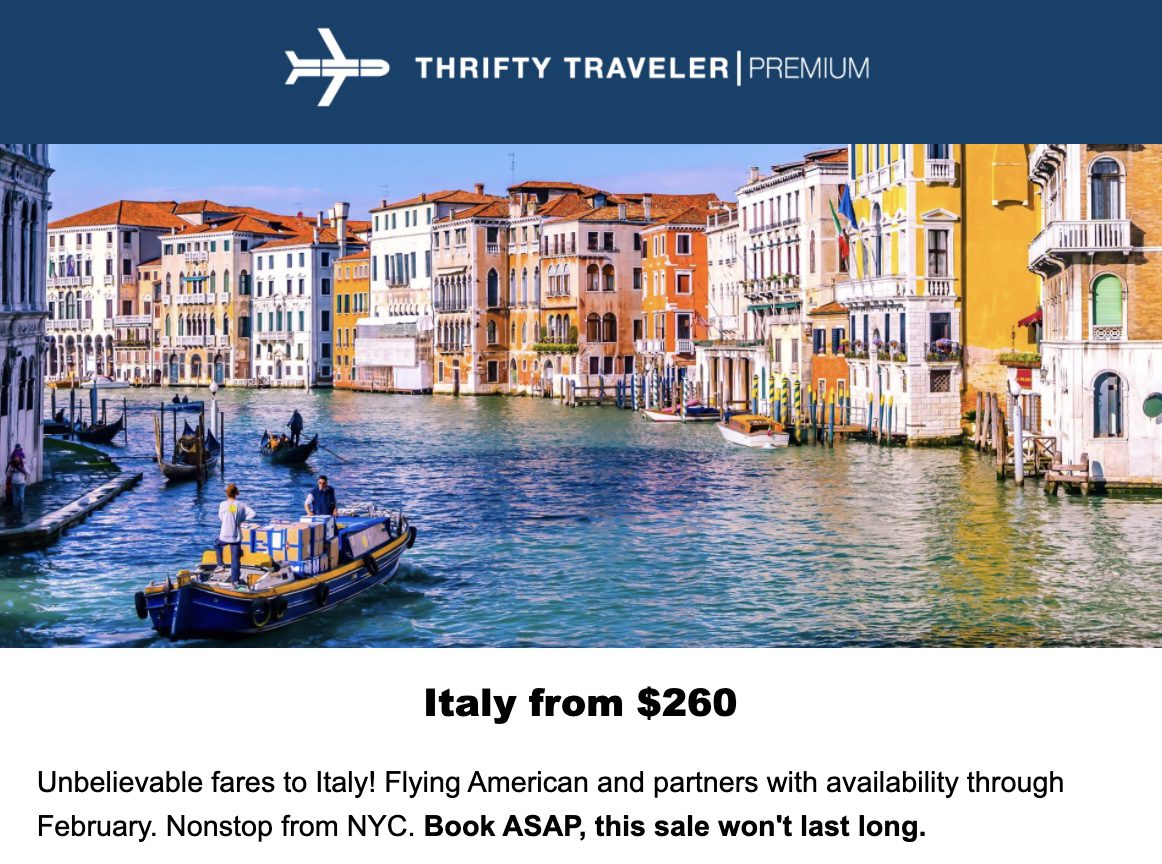 Italy flight deal