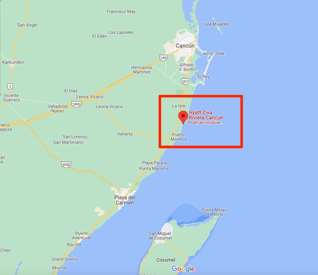 hyatt ziva riviera cancun location