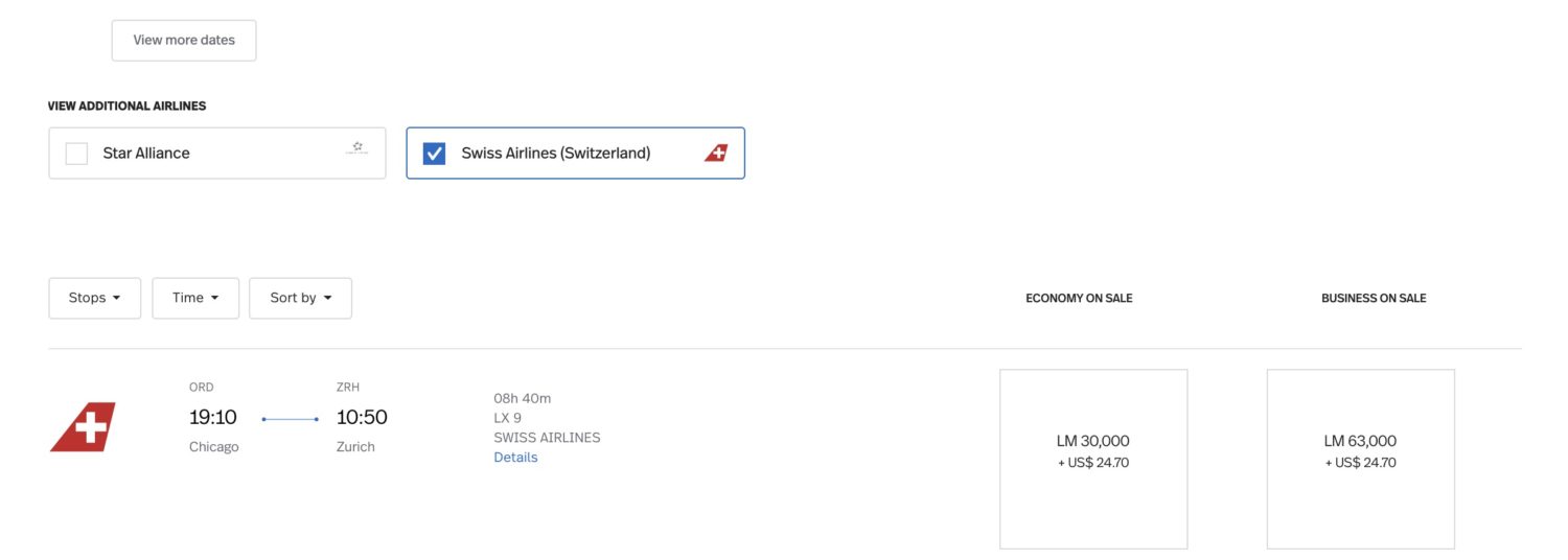 lifemiles swiss redemption