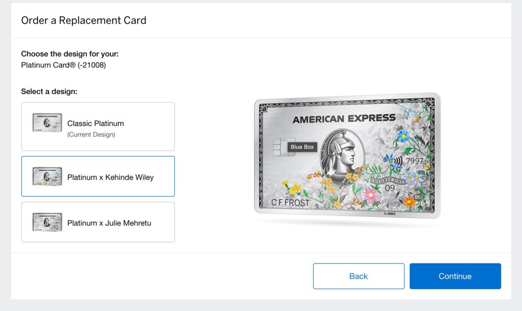 american express platinum card design options