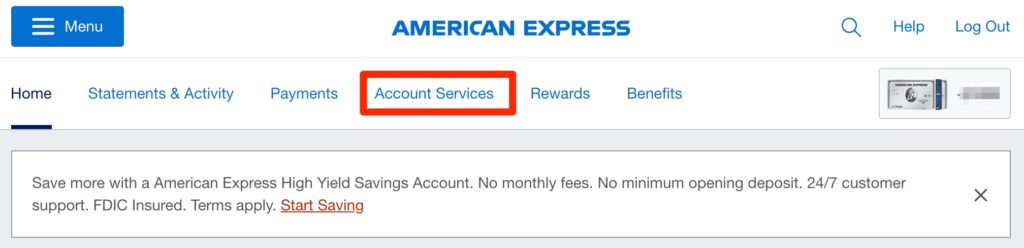 american express menu