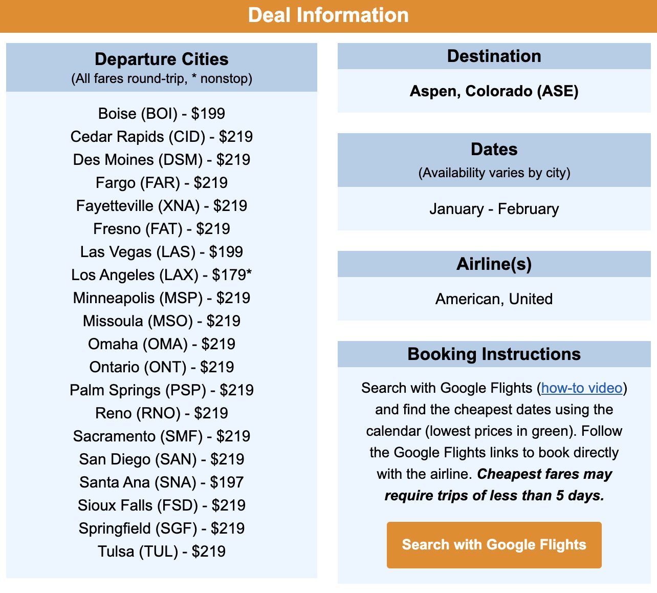 Cheap flights to Aspen