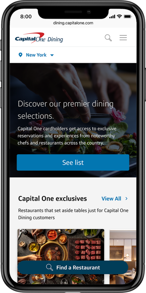 capital one dining home page