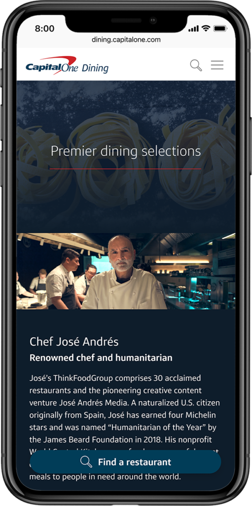 capital one dining platform