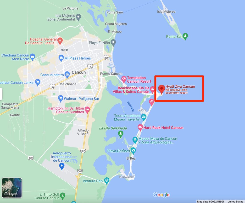 hyatt ziva cancún map