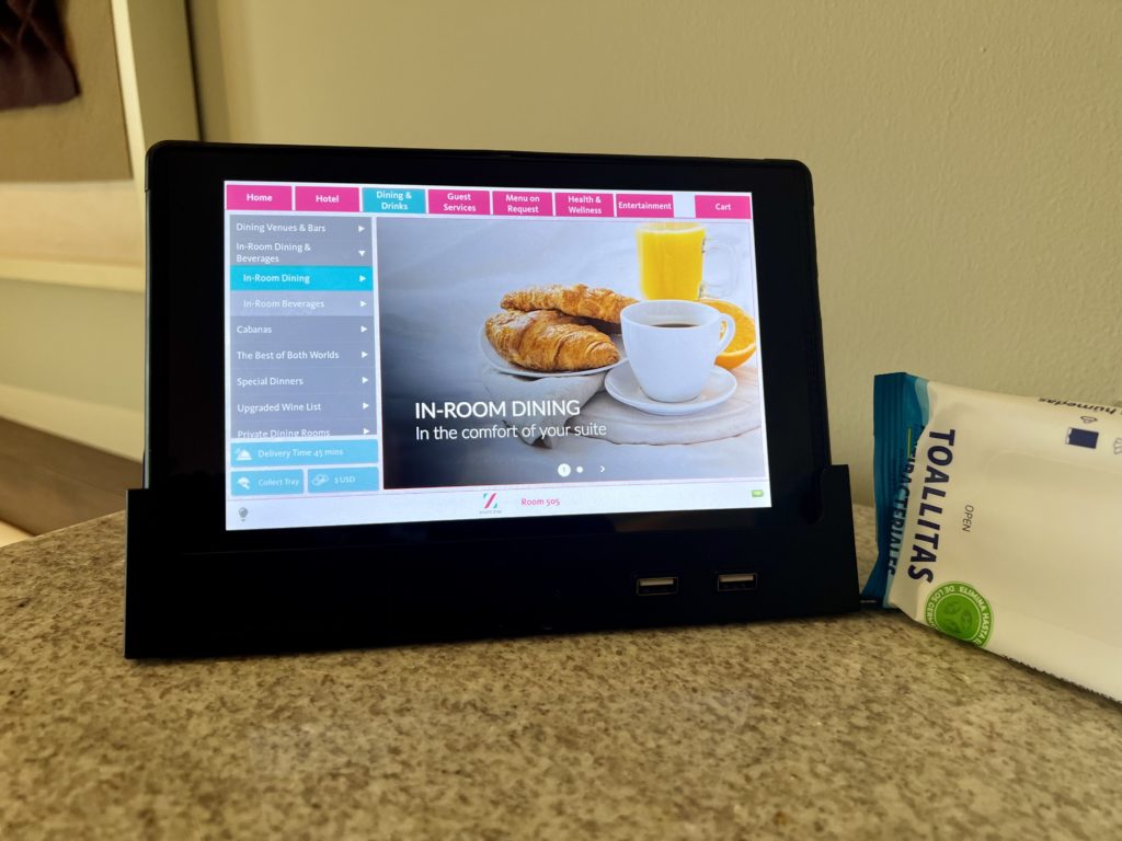 hyatt ziva cancún room service tablet