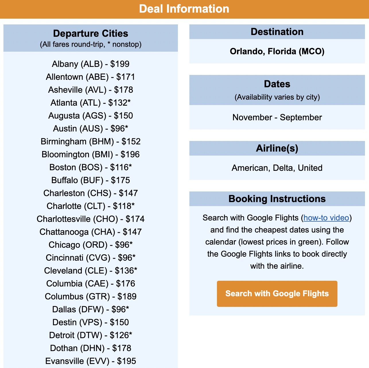 Cheap flights to Walt Disney World