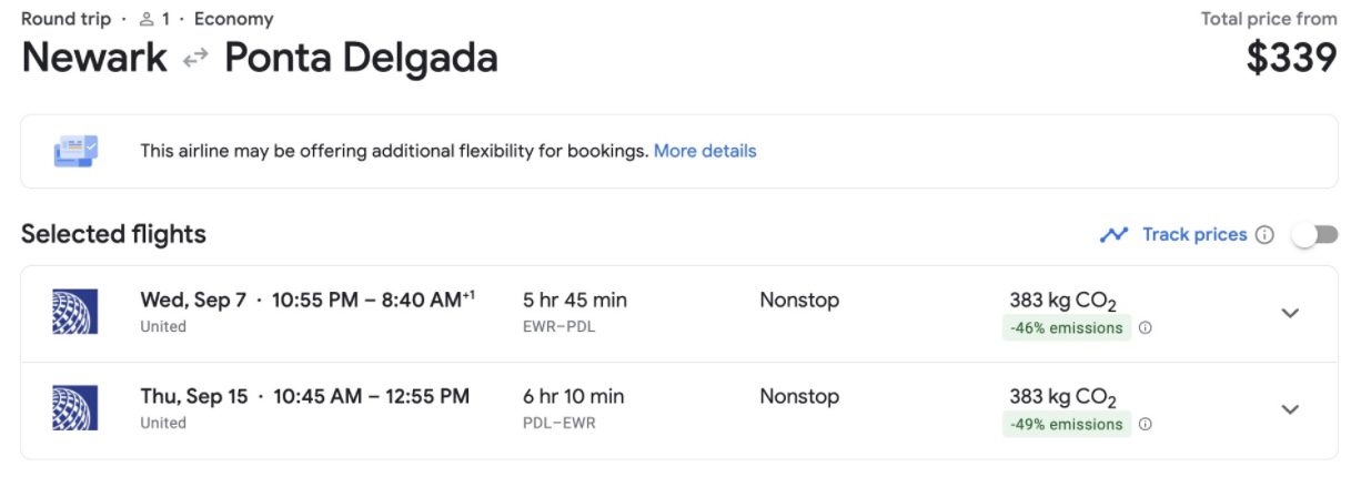 Cheap flight to the Azores