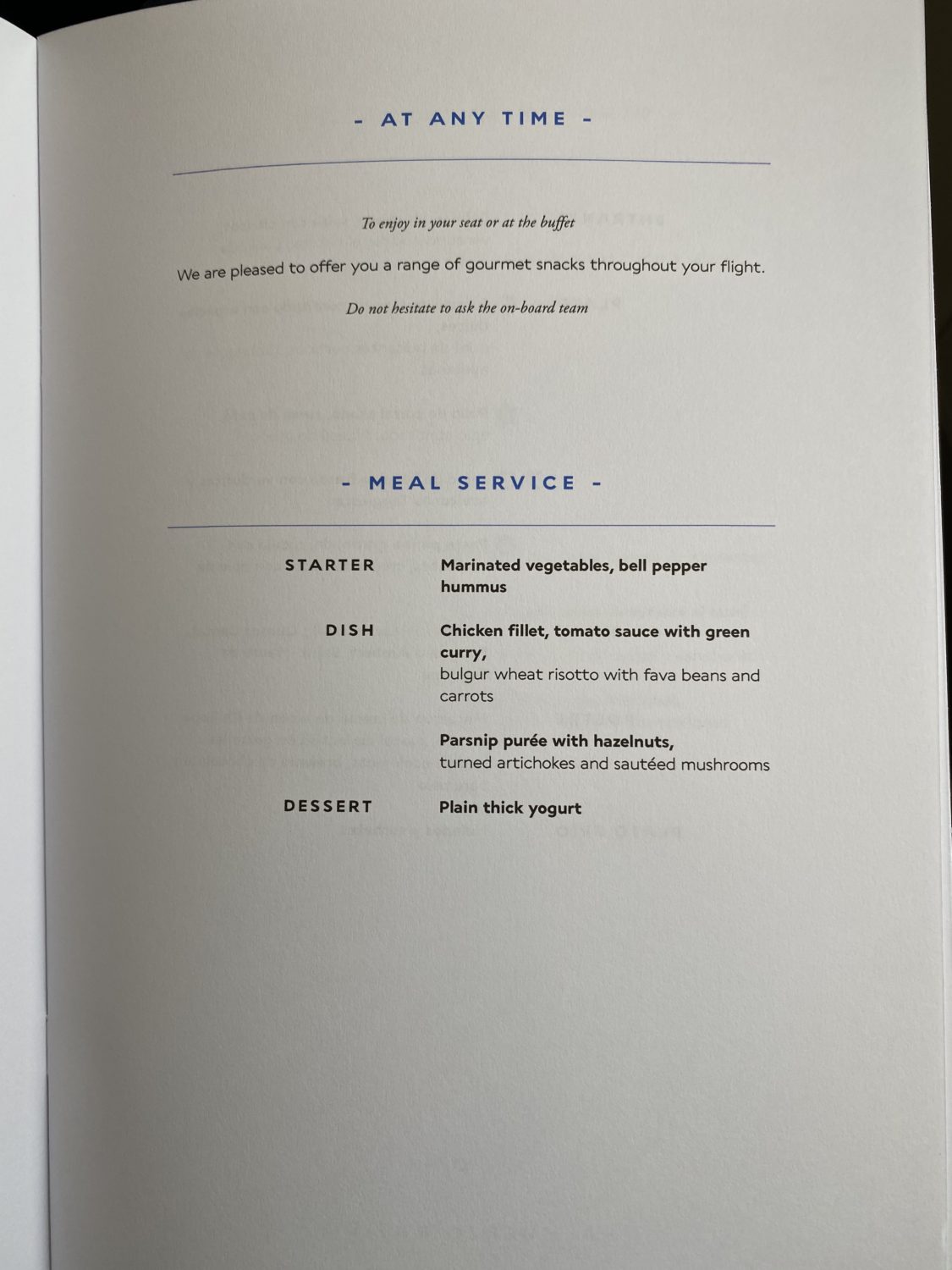 air france business class menu