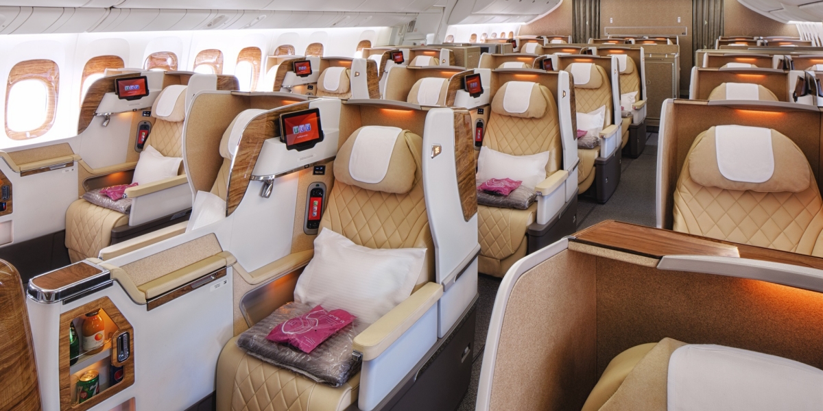 emirates business class cabin