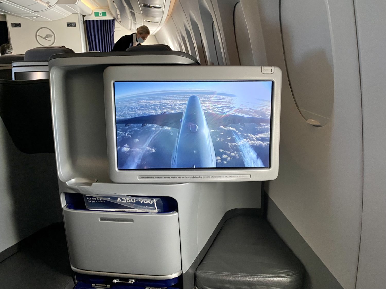 plane video on a seatback screen
