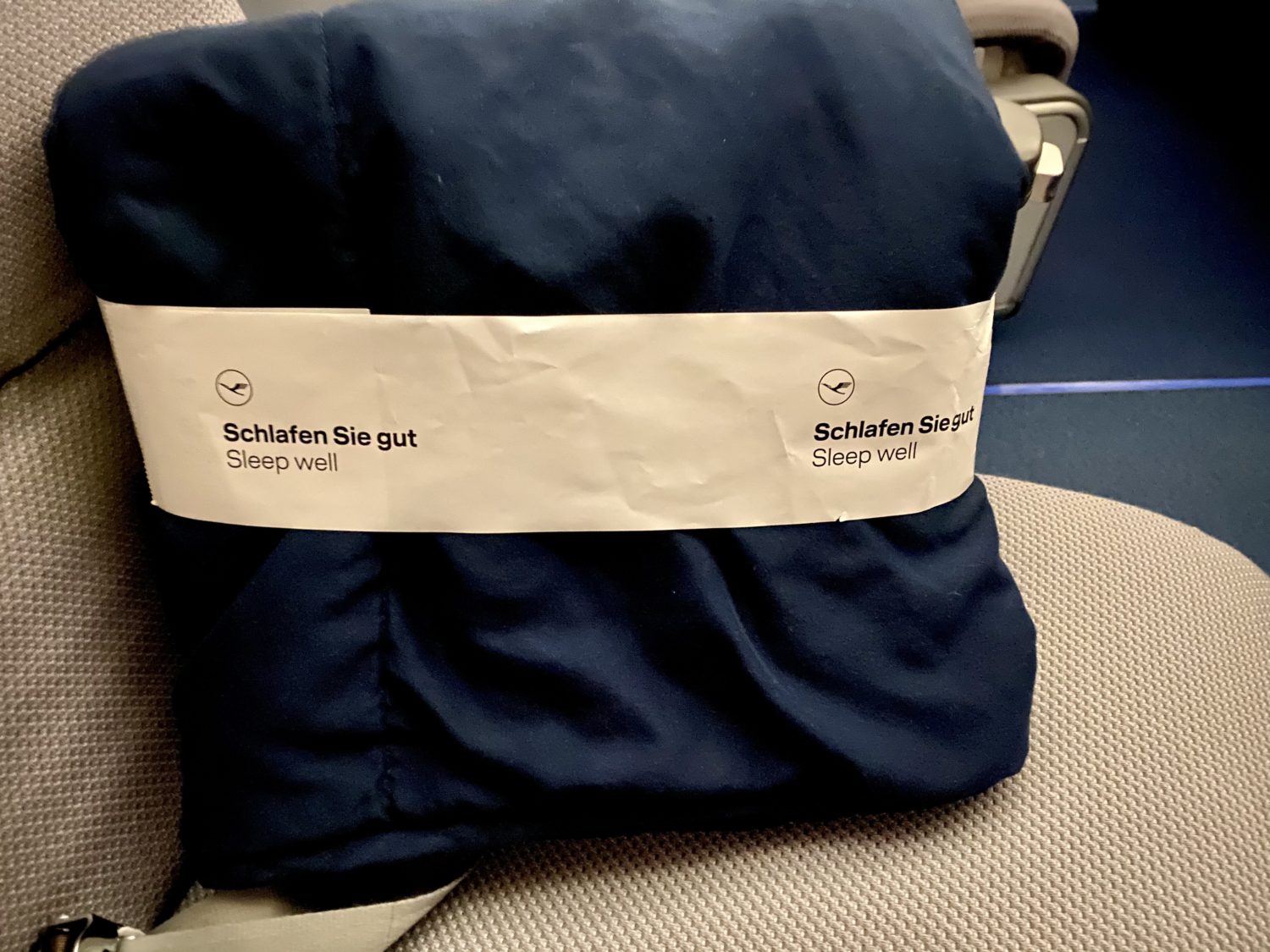 duvet on a business class seat