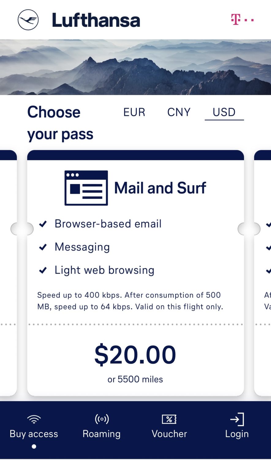 lufthansa business class wi-fi selections