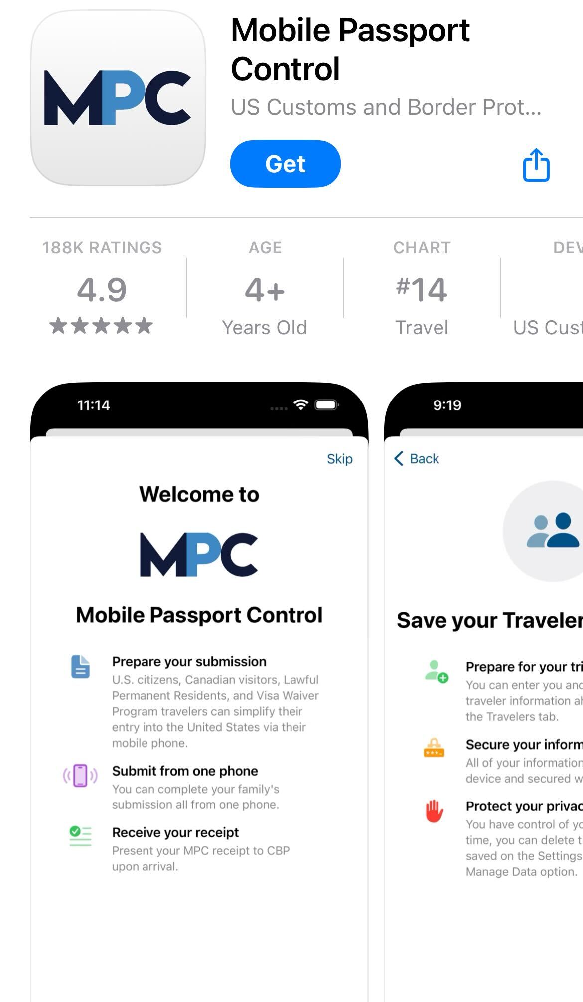 mobile passport download in the iOs app store.